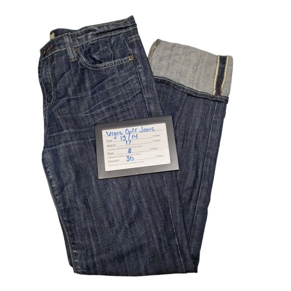 Vigoss Denim Jean Pants Rolled Cuff Womens 13 14 Slim Cut Pockets Dark Wash Blue - Picture 8 of 10